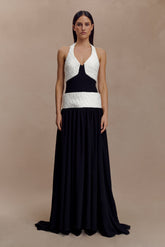 Celine Chiffon Maxi Dress - Black/White
